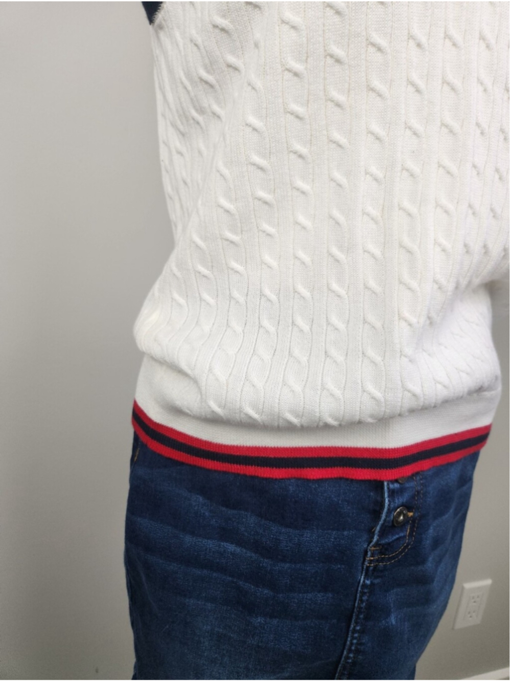 Supima Cotton Cable Knit Sweater Vest White Size Larg Preppy Heritage Old Money - Picture 5 of 11